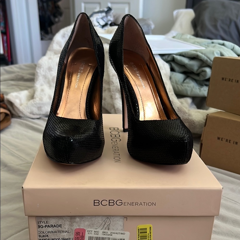 BCBGeneration Textured Black Heels